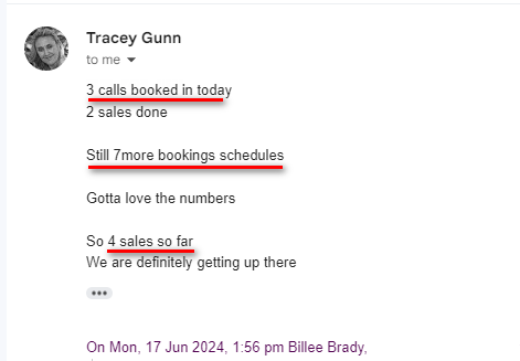 Tracey Gunn - FB AI - First Week RESULTS - NO Email